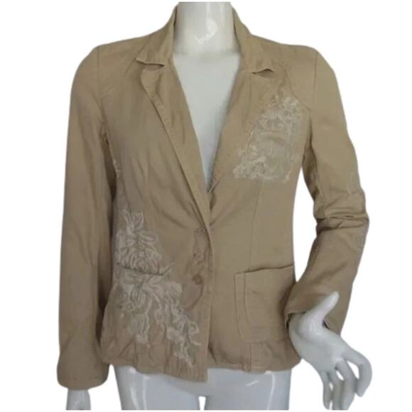 Johnny Was Blazer Womens S Embroidered Paradise Crest Carved buttons Bohemian - Picture 1 of 14